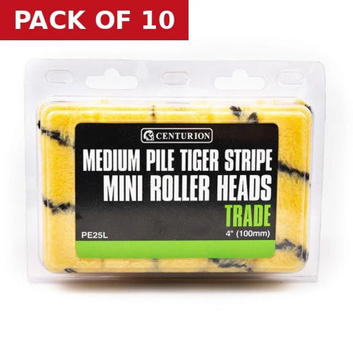 Trade Medium Pile Tiger Stripe Mini Rollers, 100mm / 4" (Set of 10) - Pack of 10