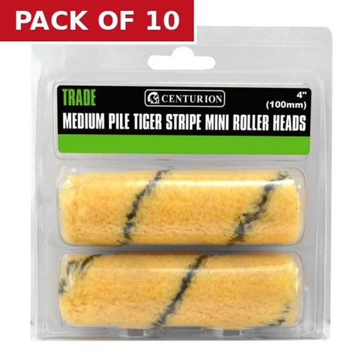 Centurion Trade Medium Pile Tiger Stripe Mini Rollers, 100mm / 4" (Set of 2) - Pack of 10