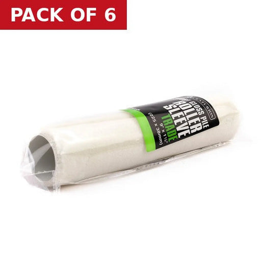 Trade Short Gloss Pile Roller Sleeve, 225mm x 38mm / 9" x 1½" - Pack of 6