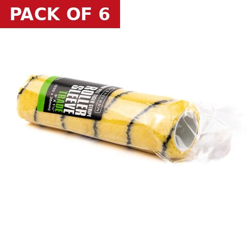 Centurion Trade Medium Pile Tiger Stripe Roller Sleeve, 225mm x 38mm / 9" x - Pack of 6