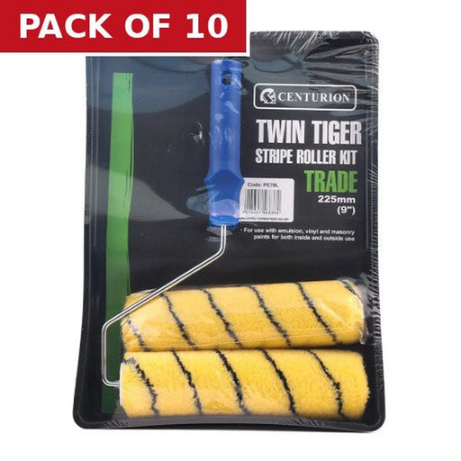 Centurion Trade Twin Tiger Stripe Roller and Tray, 225mm x 38mm / 9" - Pack of 10