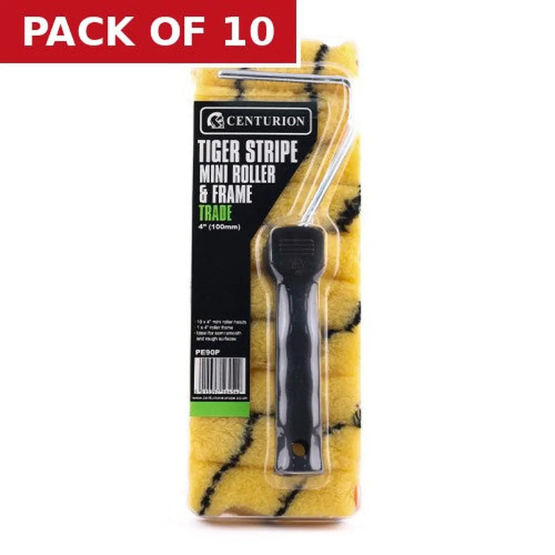 Centurion Trade Medium Tiger Stripe Mini Roller Kit, 100mm / 4" (Set of 10 - Pack of 10