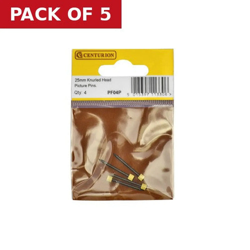 Centurion 25mm Knurled Head Picture Pins (Pack of 4) - Pack of 5