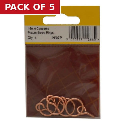 Centurion 15mm Coppered Picture Screw Rings (Pack of 4) - Pack of 5