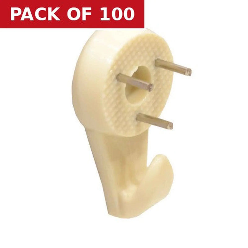 Centurion 30mm Plastic Hard Wall Picture Hooks - Pack of 100