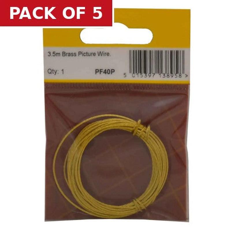 Centurion 3.5m Brass Picture Wire - Pack of 5