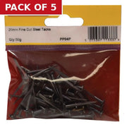 Centurion 25mm Fine Cut Steel Tacks (50g) - Pack of 5