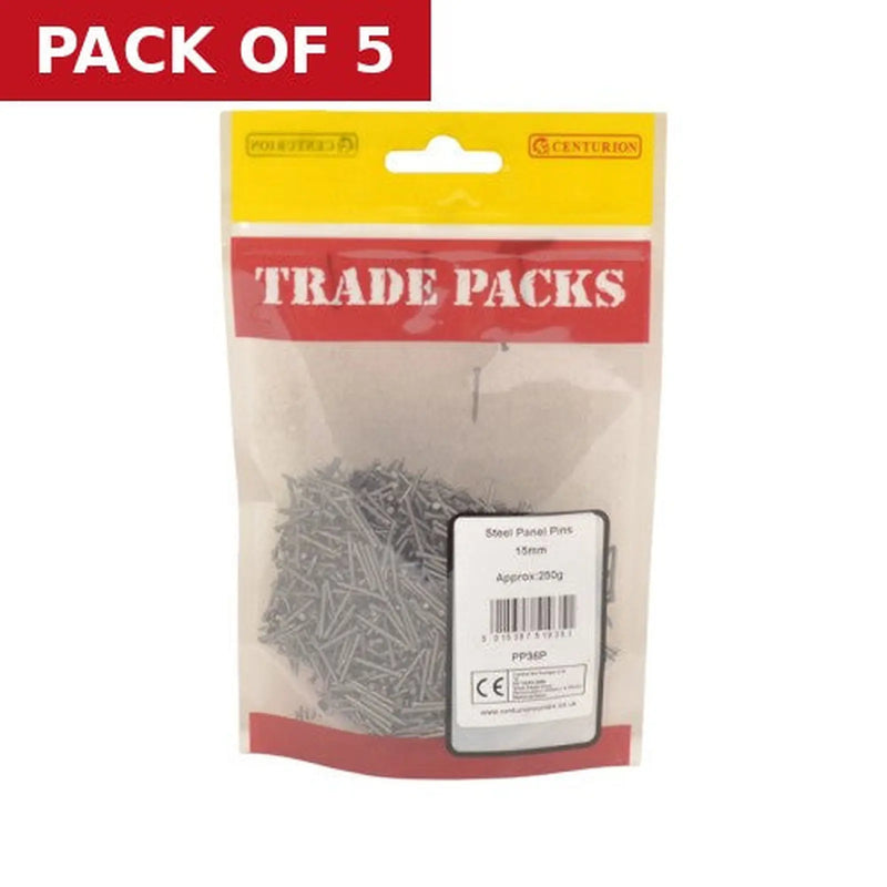 Centurion Panel Pins - Steel - 15mm - (250g Pack) - Pack of 5