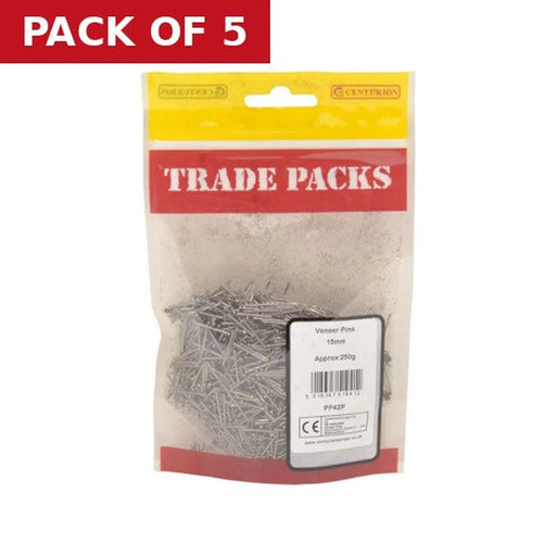 Centurion Veneer Pins - Steel - 15mm - (250g Pack) - Pack of 5