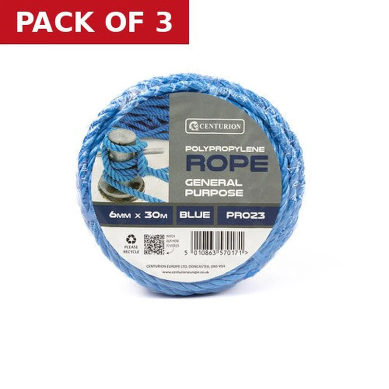 Centurion Polypropylene Rope Mini Coils, 6mm x 30m - Pack of 3