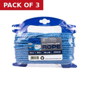 Centurion 4mm x 30m Polypropylene Rope, Blue - Pack of 3