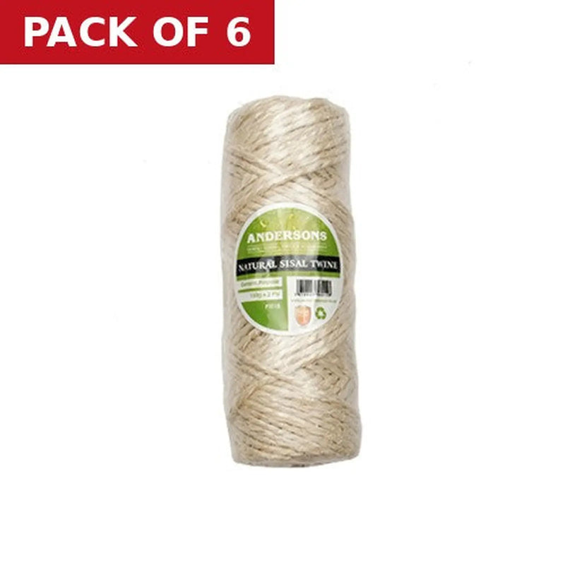 Centurion Natural Sisal Twine, 150g x 2 Ply - Pack of 6