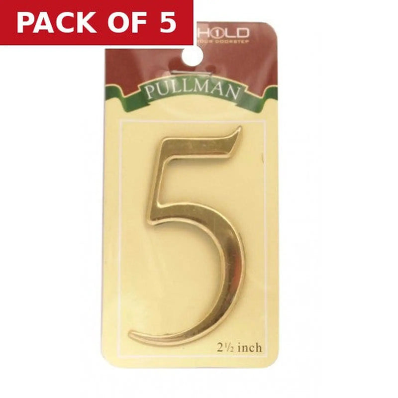 Centurion 2 1/2" Gold Effect Pullman Numeral 5 - Pack of 5