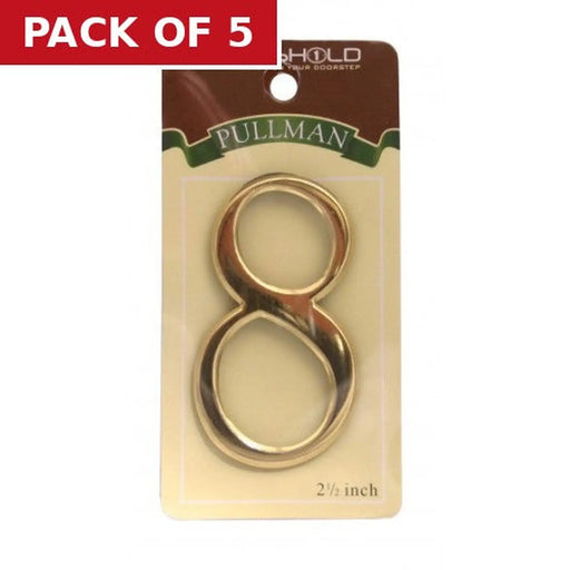 Centurion 2 1/2" Gold Effect Pullman Numeral 8 - Pack of 5