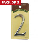 Centurion 2 1/2" Silver Effect Pullman Numeral 2 - Pack of 5