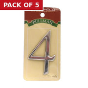 Centurion 2 1/2" Silver Effect Pullman Numeral 4 - Pack of 5