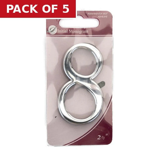 Centurion 2 1/2" Silver Effect Pullman Numeral 8 - Pack of 5