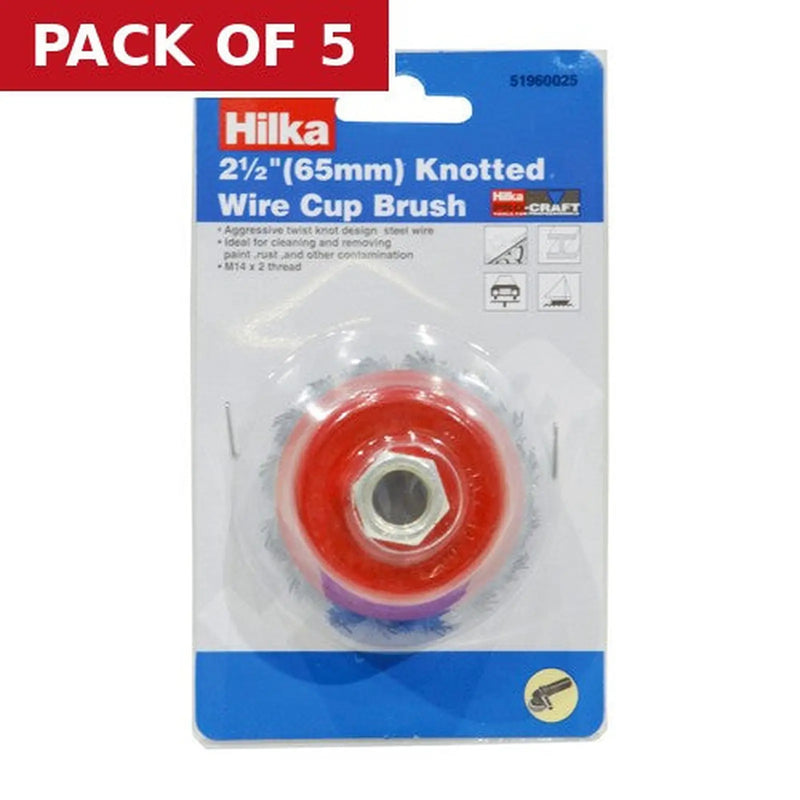 Centurion Hilka 65mm M14 Knotted Wire Cup Brush - Pack of 5