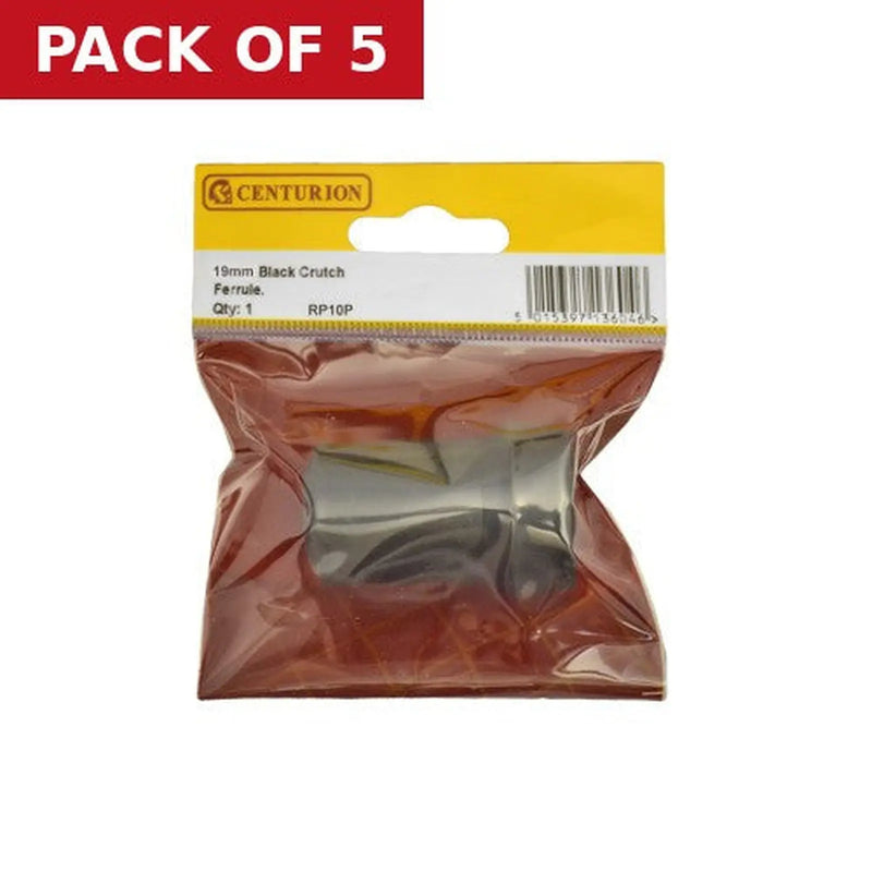 Centurion 19mm Black Rubber Crutch Ferrule - Pack of 5
