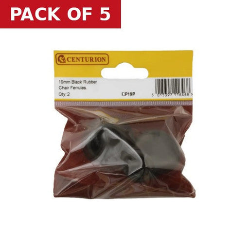 Centurion 19mm Black Rubber Chair Ferrule (Pack of 2) - Pack of 5