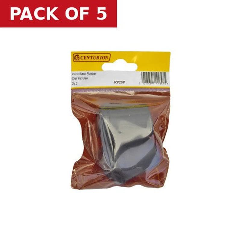Centurion 25mm Black Rubber Chair Ferrule (Pack of 2) - Pack of 5
