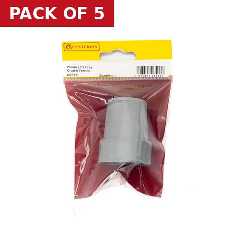Centurion 25mm Crutch Ferrule - Grey Rubber - Pack of 5