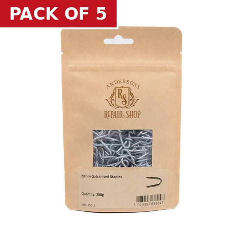 Centurion Repair Shop Staples - Galvanised - 20mm - 250g - Pack of 5