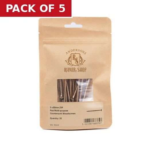 Centurion Repair Shop Pozi Multi Purpose C/S Woodscrews - ZYP - 5 x 80mm - - Pack of 5