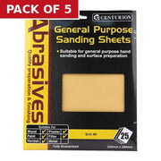 Centurion Abrasives Sandpaper Sheets, Coarse F2 / 80 grit - Pack of 5