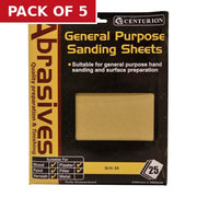 Centurion Abrasives Sandpaper Sheets, Extra Coarse 3 / 36 Grit - Pack of 5