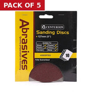 Centurion Abrasives Circular Sanding Sheets, Assorted 127mm Diameter (Pack of - Pack of 5