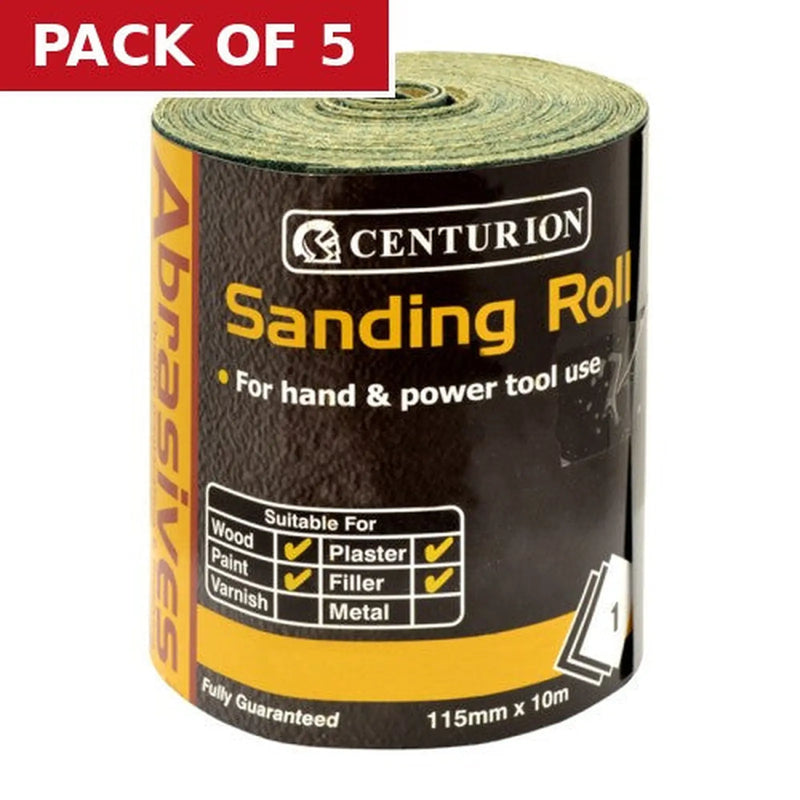 Centurion Abrasives Aluminium Oxide Decorators' Roll, Fine 115mm x 10m - Pack of 5