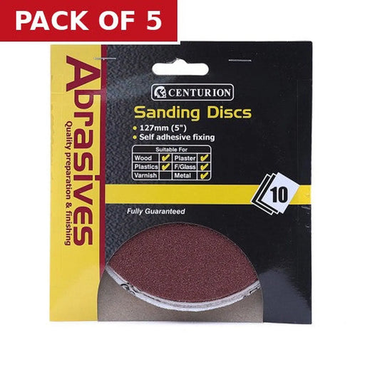 Centurion 125mm Assorted Self Adhesive Circular Sanding 10pk - Pack of 5