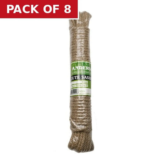 Centurion Brown Label Jute Sash Cord, 5mm x 12.5m (No 3) - Pack of 8