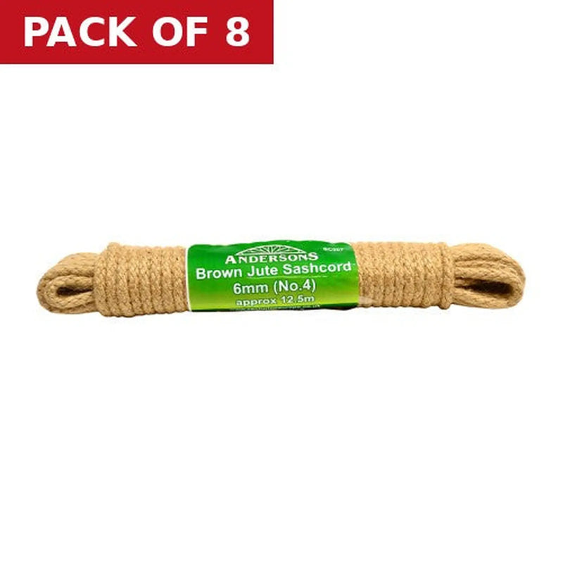 Centurion Jute Sash Plaited Cord Hank, 6mm x 12.5m (No 4) - Pack of 8
