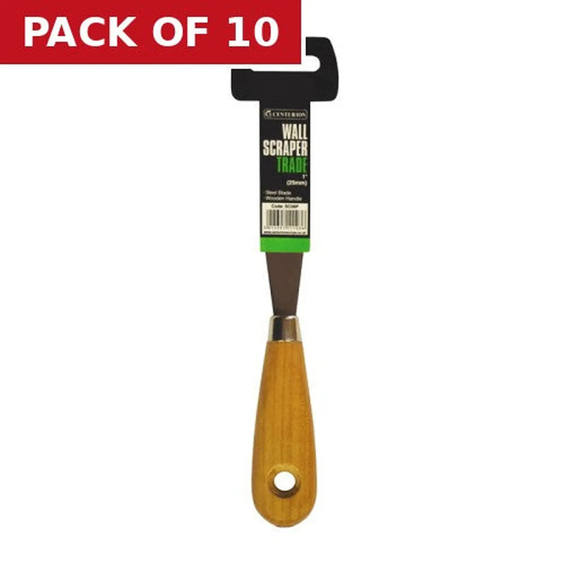 Trade Wallpaper Scraper with Wooden Handle, 25mm / 1" - Pack of 10