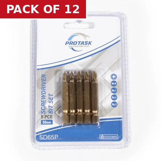 Centurion ProTask 50mm Titanium Coated Pozi Assorted Screwdriver Bit Set - Pack of 12