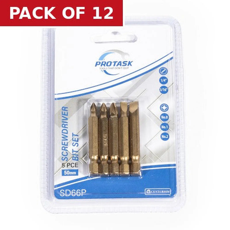 Centurion ProTask 50mm Titanium Coated Assorted Screwdriver Bit Set - Pack of 12