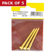 Centurion 2" x 10 Slotted Brass Woodscrew - Countersunk Head - (Pack of 3) - Pack of 5
