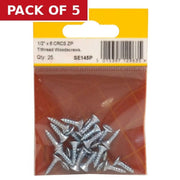 Centurion 1/2" x 6 ZP Cross Recessed Hardened Twin Thread Woodscrews with - Pack of 5