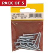 Centurion 1 1/4" x 6 ZP Cross Recessed Hardened Twin Thread Woodscrews with - Pack of 5