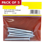 Centurion 2 1/2" x 8 ZP Cross Recessed Hardened Twin Thread Woodscrews with - Pack of 5
