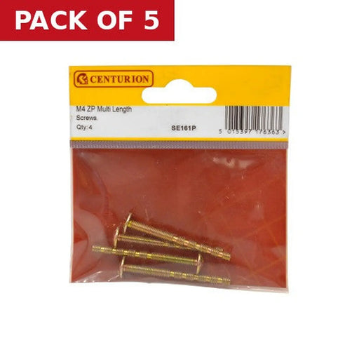 Centurion Multi Length Screws - M4 - 20-45mm - (Pack of 4) - Pack of 5