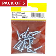 Centurion 3/4" x 7 ZP Cross Recessed Hardened Twin Thread Woodscrews with - Pack of 5