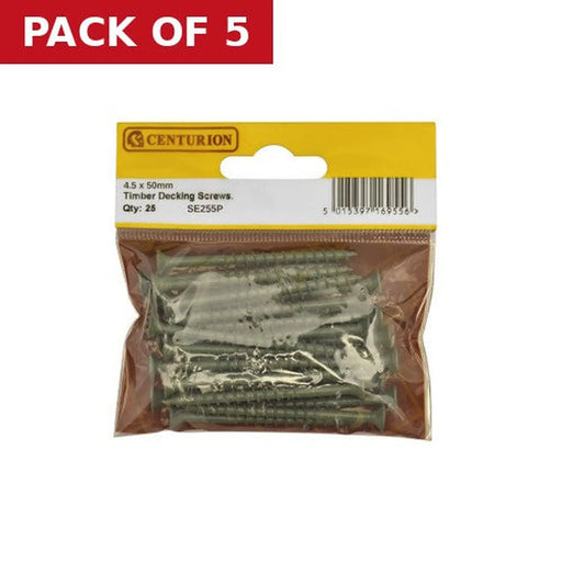 Centurion Timber Decking Screws  - 50mm x 4.5mm - Green - (Pack of 25) - Pack of 5