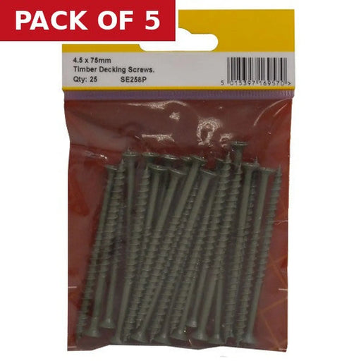 Centurion Timber Decking Screws  - 75mm x 4.5mm - Green - (Pack of 25) - Pack of 5