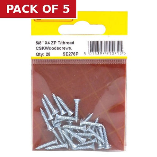 Centurion 5/8" x 4 ZP Cross Recessed Hardened Twin Thread Woodscrews with - Pack of 5