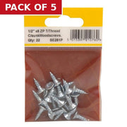 Centurion 1/2" x 8 ZP Cross Recessed Hardened Twin Thread Woodscrews with - Pack of 5