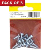 Centurion 5/8" x 8 ZP Cross Recessed Hardened Twin Thread Woodscrews with - Pack of 5
