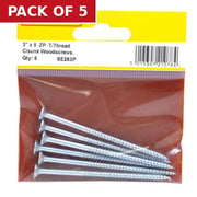 Centurion 3" x 8 ZP Cross Recessed Hardened Twin Thread Woodscrews with - Pack of 5